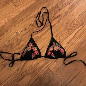Express Swimwear Black Triangle String Bikini Top